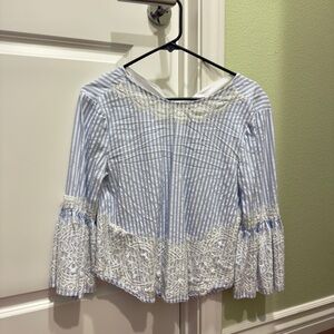 Zara Striped Lace Trim Women's Top